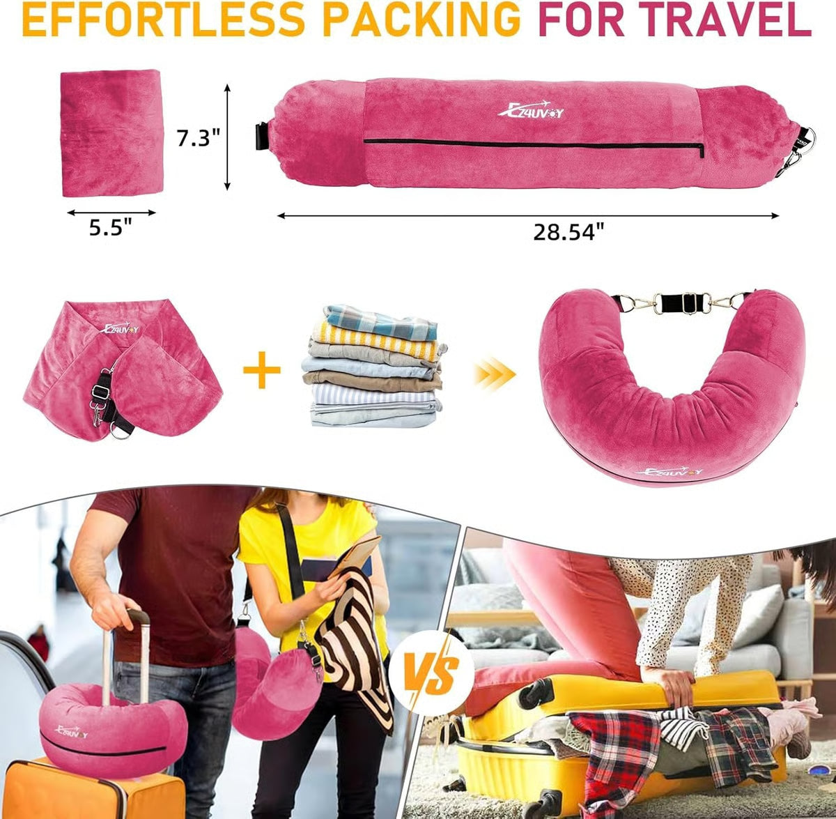 Stuffable Travel Pillow, Plush Stuffable Neck Pillow for Travel Transformable Neck Pillow