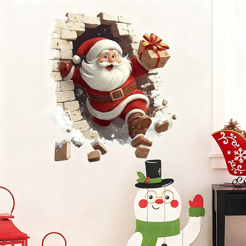 Christmas Creative Wall Sticker, Cute Santa Claus Gift Children's Bedroom Entrance Home Decoration Wall Sticker Self-adhesive Sticker