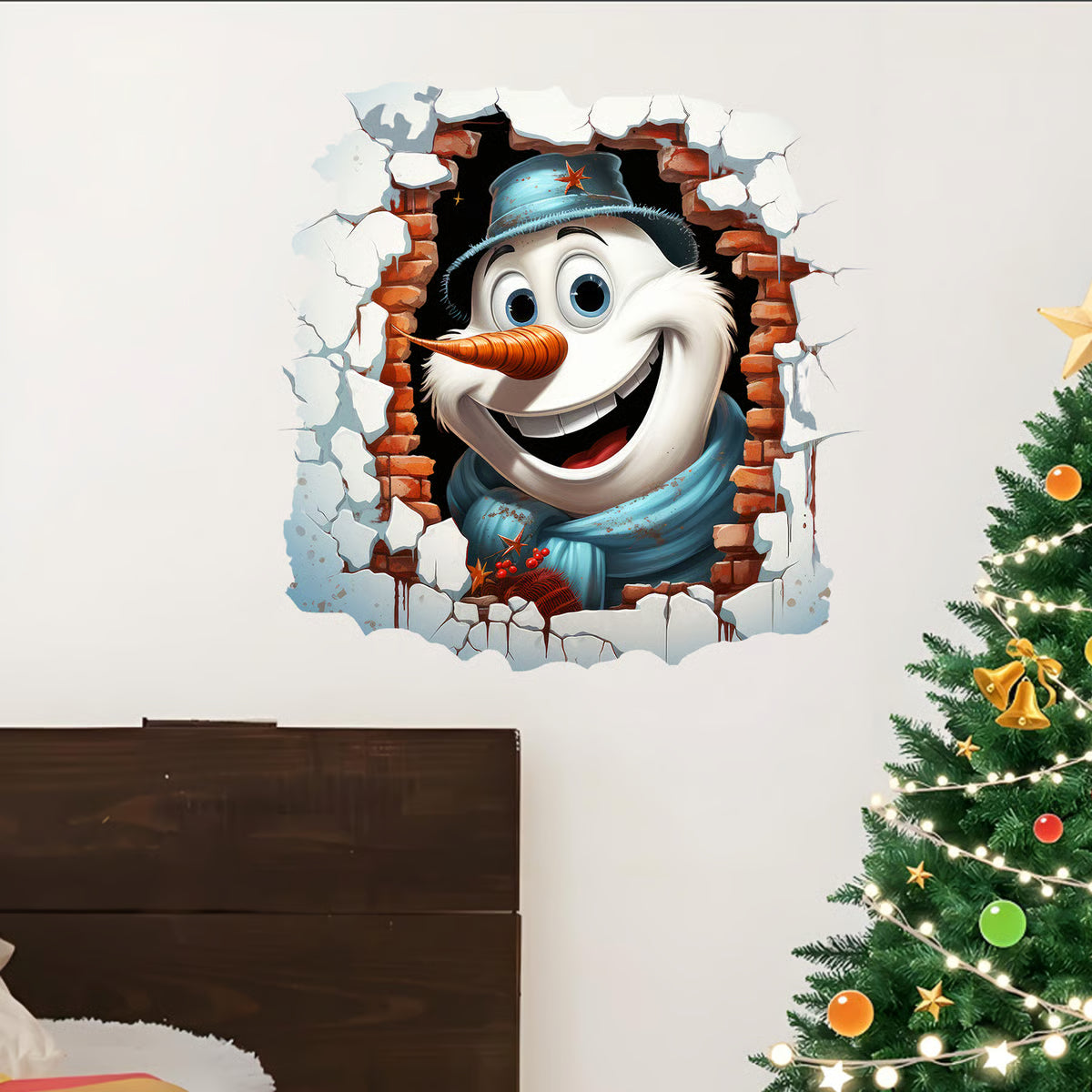 Christmas Creative Wall Sticker, Cute Santa Claus Gift Children's Bedroom Entrance Home Decoration Wall Sticker Self-adhesive Sticker