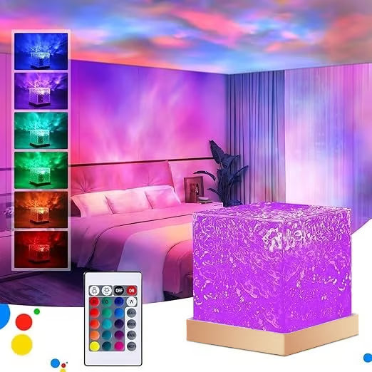 3D Holographic Water Ripple Romantic Ambient Lighting for Child's Room, Meditation Relaxation, Night Light